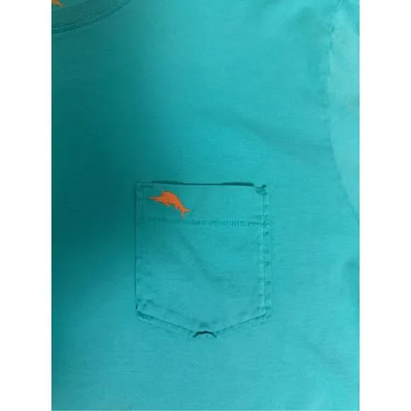 Tommy Bahama Teal Pima Cotton Front Pocket T Shirt XL - Picture 3 of 5